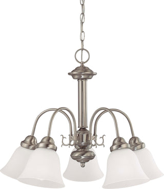 Buy brushed-nickel-with-frost-glass-and-frosted-shade Ballerina Chandelier by Nuvo Lighting