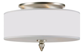 Buy satin-nickel-and-white-shade Luxo Flush Mount Ceiling Light by Crystorama