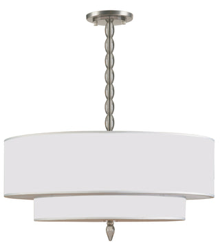Buy satin-nickel-and-white-shade Luxo Chandelier by Crystorama