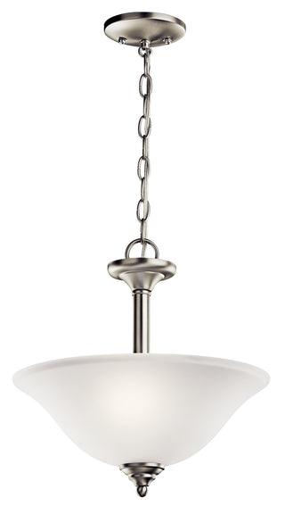 Buy brushed-nickel-with-clear-satin-etched-glass-and-white-shade Wynberg Pendant by Kichler