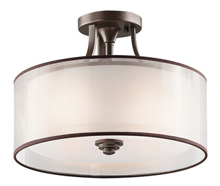 Buy mission-bronze-with-clear-satin-etched-glass Lacey Flush Mount Ceiling Light by Kichler