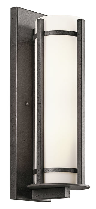 Buy anvil-iron-with-satin-etched-opal-glass-and-white-shade Camden Outdoor (Wet) Wall Lantern by Kichler