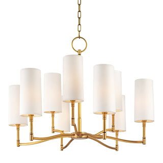 Buy aged-brass-with-off-white-glass-and-natural-cream-shade Dillon Outdoor (Damp) Chandelier by Hudson Valley