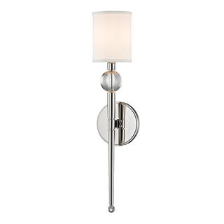 Buy polished-nickel-with-off-white-glass-and-natural-cream-shade Rockland Outdoor (Damp) Sconce by Hudson Valley