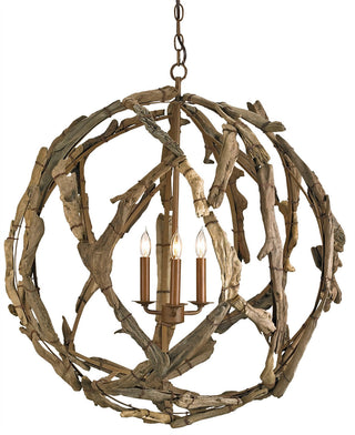 Buy natural-washed-driftwood Driftwood Collection Chandelier by Currey and Company