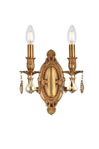 Buy french-gold-and-amber-brown-shade Rosalia Outdoor (Damp) Sconce by Elegant Lighting
