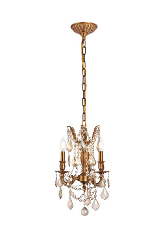 Buy french-gold-and-amber-brown-shade Rosalia Pendant by Elegant Lighting