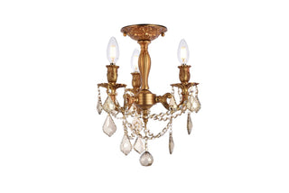 Buy french-gold-and-amber-brown-shade Rosalia Flush Mount Ceiling Light by Elegant Lighting