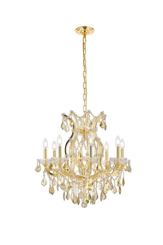 Buy gold-and-amber-brown-shade Maria Theresa Chandelier by Elegant Lighting