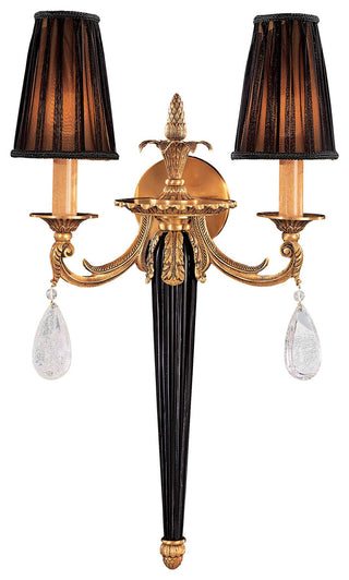 Buy french-gold-with-clear-w-swirl-glass-and-black-shade Metropolitan Family Sconce by Metropolitan