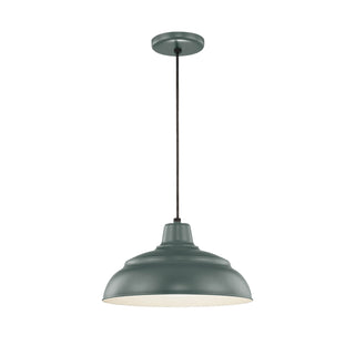 Buy satin-green-and-metal-shade R Series Outdoor (Damp) Pendant by Millennium