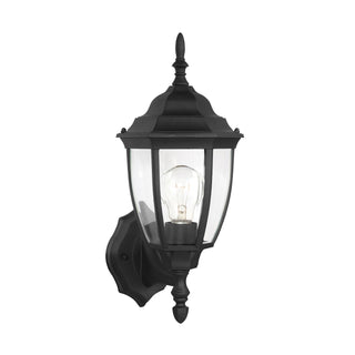 Buy black-with-clear-curved-beveled-glass-and-clear-shade Bakersville Outdoor (Wet) Wall Lantern by Generation Lighting