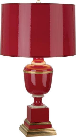 Buy red-lacquered-paint-w-natural-brass-ivory-crackle-with-red-painted-opaque-parchment-shade-with-matte-gold-lining-glass-and-red-shade Annika Table Lamp by Robert Abbey