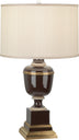 Chocolate Lacquered Paint/Natural Brass w/Ivory Crackle with Spindrift Snowflake Fabric Shade Glass and Opal Shade