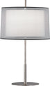 Stainless Steel with Silver Transparent Fabric Exterior Shade With Ascot White Fabric Interior Shade Glass