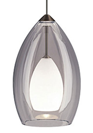 Buy antique-bronze-with-frosted-raindrop-shaped-glass-glass-and-silver-gray-shade Fire Pendant by Visual Comfort Modern