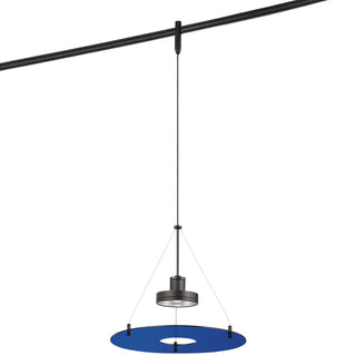 Buy sable-bronze-patina-with-blue-acrylic-glass-and-blue-shade Gk Lightrail Pendant by George Kovacs