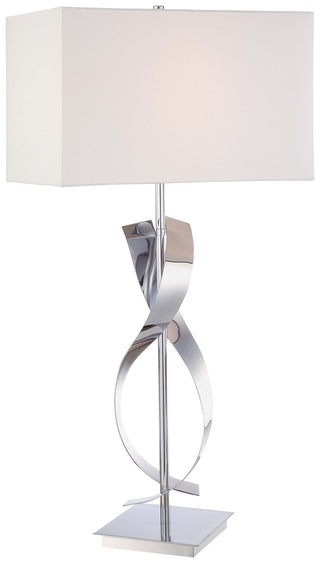 Buy chrome-with-white-glass-and-white-shade Portables Table Lamp by George Kovacs