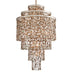 Champagne Leaf with Mixed Shells W Crystal Accents Glass and Multicolor Shade