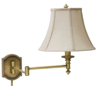 Buy antique-brass-with-off-white-linen-hardback-glass Wall Swing Sconce by House of Troy
