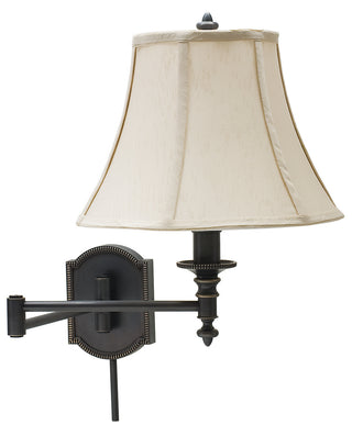 Buy oil-rubbed-bronze-with-off-white-linen-hardback-glass Wall Swing Sconce by House of Troy