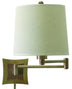 Antique Brass with Off-White Linen Hardback Glass and White Shade