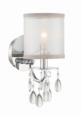 Buy polished-chrome-and-white-shade Hampton Outdoor (Damp) Wall Sconce by Crystorama