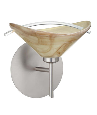 Buy satin-nickel-with-mocha-clear-2-75-x-7-5-x-5-5-glass-and-amber-brown-shade Hoppi Sconce by Besa