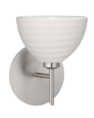 Buy satin-nickel-with-chalk-4-x-6-x-6-glass-and-white-shade Brella Sconce by Besa