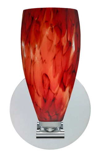 Buy polished-nickel-with-garnet-7-5-x-4-x-4-glass-and-red-shade Karli Sconce by Besa