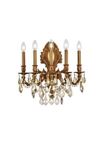 Buy french-gold-and-amber-brown-shade Monarch Outdoor (Damp) Sconce by Elegant Lighting