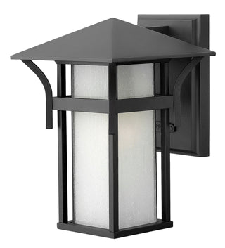 Buy satin-black-with-etched-seedy-bound-glass-and-white-shade Harbor Outdoor (Wet) Wall Lantern by Hinkley
