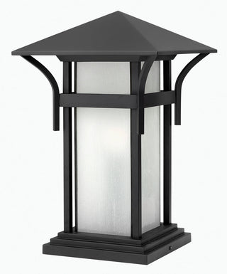 Buy satin-black-with-etched-seedy-bound-glass-and-white-shade Harbor Outdoor (Wet) Post Lanterns by Hinkley
