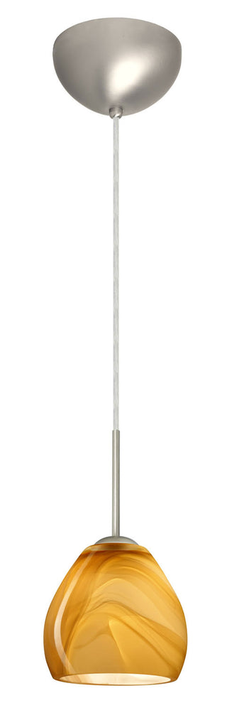Buy satin-nickel-with-honey-5-25-x-5-875-x-5-875-glass-and-multicolor-shade Bolla Pendant by Besa