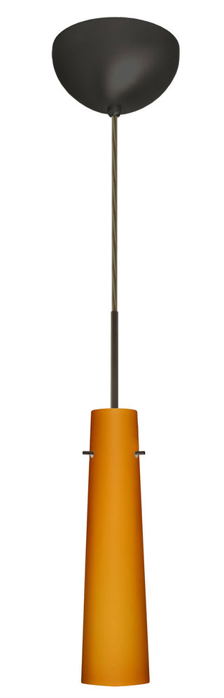 Buy bronze-with-amber-matte-10-x-2-5-x-2-5-glass-and-amber-brown-shade Camino Pendant by Besa