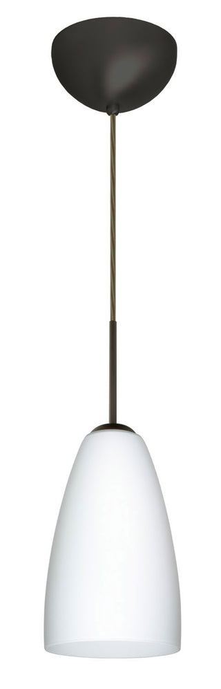 Buy bronze-with-opal-matte-9-x-5-125-x-5-125-glass-and-white-shade Riva Pendant by Besa