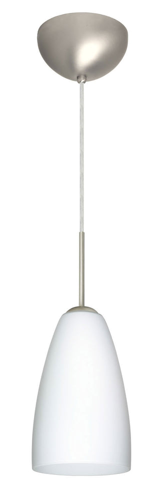 Buy satin-nickel-with-opal-matte-9-x-5-125-x-5-125-glass-and-white-shade Riva Pendant by Besa