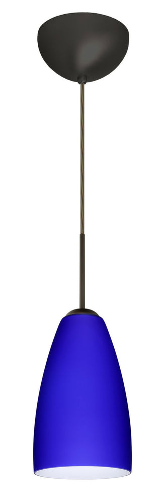 Buy bronze-with-cobalt-blue-matte-9-x-5-125-x-5-125-glass-and-blue-shade Riva Pendant by Besa