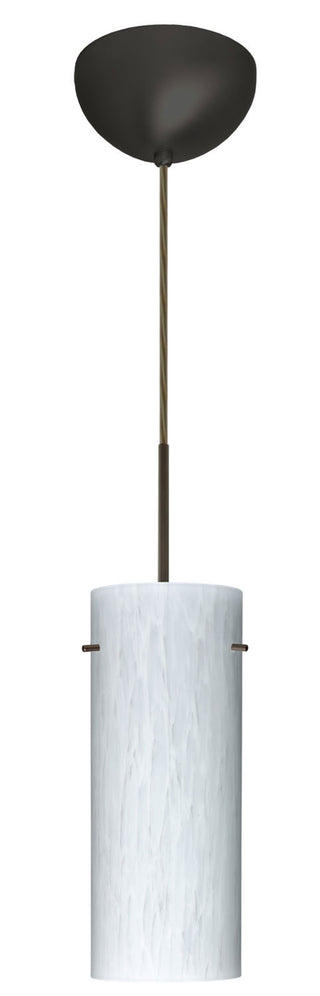 Buy bronze-with-carrera-10-x-4-x-4-glass-and-white-shade Stilo Pendant by Besa