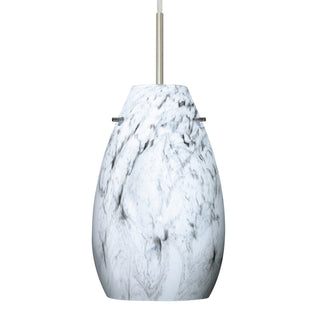 Buy satin-nickel-with-marble-grigio-9-5-x-6-x-6-glass-and-multicolor-shade Pera Pendant by Besa