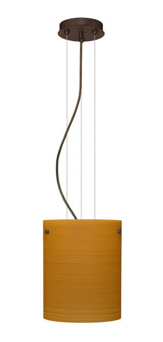Buy bronze-with-oak-9-875-x-7-875-x-7-875-glass-and-amber-brown-shade Tamburo Pendant by Besa