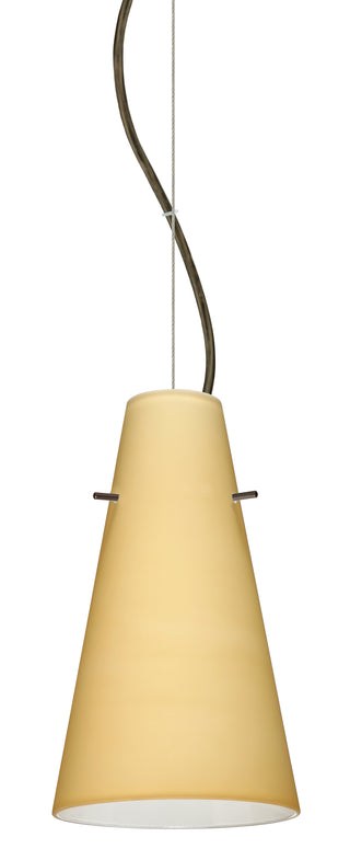 Buy bronze-with-vanilla-matte-9-375-x-5-735-x-5-735-glass-and-natural-cream-shade Cierro Pendant by Besa