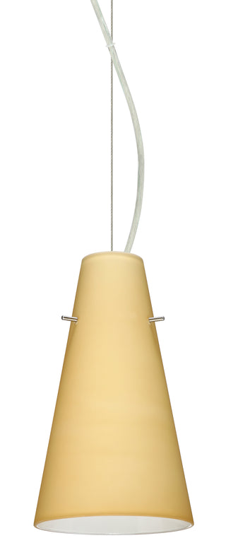 Buy satin-nickel-with-vanilla-matte-9-375-x-5-735-x-5-735-glass-and-natural-cream-shade Cierro Pendant by Besa