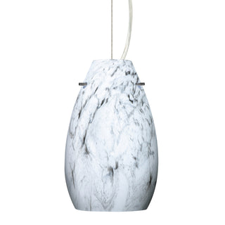 Buy satin-nickel-with-marble-grigio-9-5-x-6-x-6-glass-and-silver-gray-shade Pera Pendant by Besa
