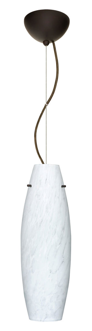 Buy bronze-with-carrera-18-x-6-x-6-glass-and-white-shade Tara Pendant by Besa