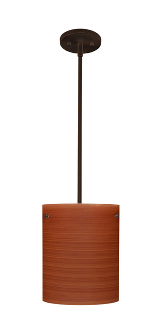 Buy bronze-with-cherry-9-875-x-7-875-x-7-875-glass-and-amber-brown-shade Tamburo Pendant by Besa