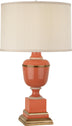 Tangerine Lacquered Paint w/Natural Brass/Ivory Crackle with Spindrift Snowflake Fabric Shade Glass and Natural/Cream Shade