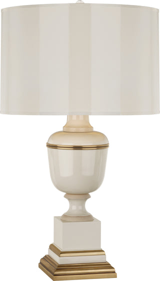 Buy ivory-lacquered-paint-w-natural-brass-ivory-crackle-with-ivory-painted-opaque-parchment-shade-with-matte-gold-lining-glass-and-natural-cream-shade Annika Table Lamp by Robert Abbey