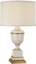 Ivory Lacquered Paint w/Natural Brass/Ivory Crackle with Spindrift Snowflake Fabric Shade Glass and Natural/Cream Shade