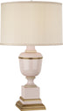 Blush Lacquered Paint w/Natural Brass/Ivory Crackle with Spindrift Snowflake Fabric Shade Glass and Natural/Cream Shade